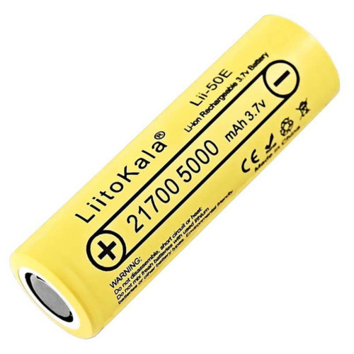 Акумулятор LiitoKala Lii-50E 21700 5000mAh Li-ion до 1000 циклів роботи -20°C до 60°C 21 х 71 мм