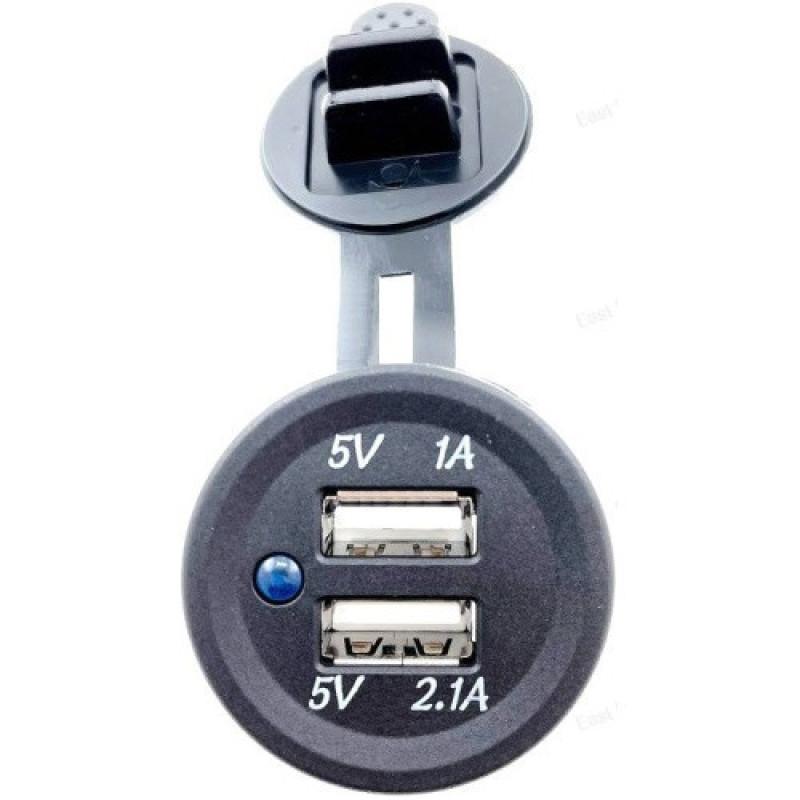 Гніздо USB Sunfine 2хUSB 2.1+1А 12/24 В водонепроникне з LED підсвіткою для зарядки гаджетів на судні