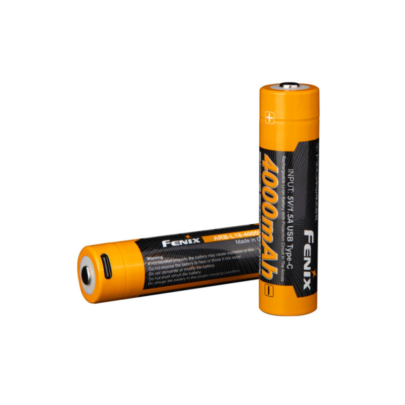 Акумулятор 18650 Fenix ARB-L18-4000U li-ion 4000 мАг 3.6 В 7 А з Type-C тривала ємність і захист від перегріву