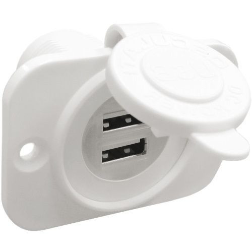 Гніздо USB Osculati 2хUSB 12/24 В біле поліамід з захистом від вологи і пилу для зарядки гаджетів на судні