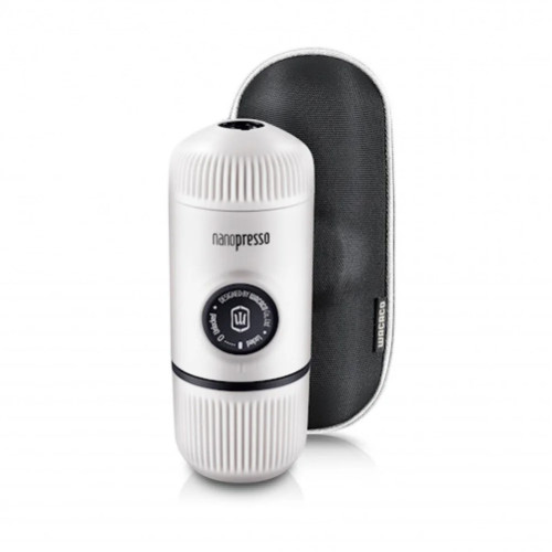Портативна кавоварка Wacaco Nanopresso біла тиск 18 бар об'єм води 80 мл запатентована поршнева система