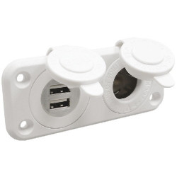 Розетка прикурювача Osculati 2хUSB пластикове біле 12/24 В 5 В 2.1 А захист від вологи для човна і катера Розетка прикурювача Osculati 2хUSB пластикове біле 12/24 В 5 В 2.1 А захист від вологи для човна і катера