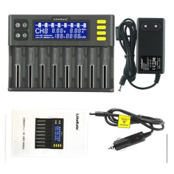 Зарядний пристрій LiitoKala Lii-S8 8-канальний з LCD-дисплеєм для батарей 18650 AA AAA 21700 авто кабель Зарядний пристрій LiitoKala Lii-S8 8-канальний з LCD-дисплеєм для батарей 18650 AA AAA 21700 авто кабель