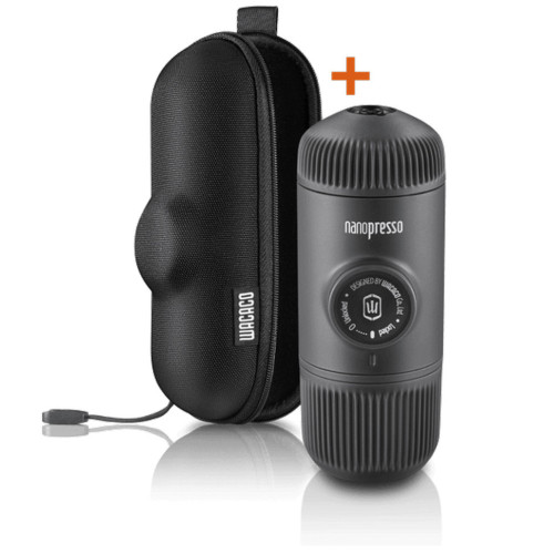 Портативна кавоварка Wacaco Nanopresso сірий колір тиск 18 бар об'єм 80 мл з чохлом для еспресо