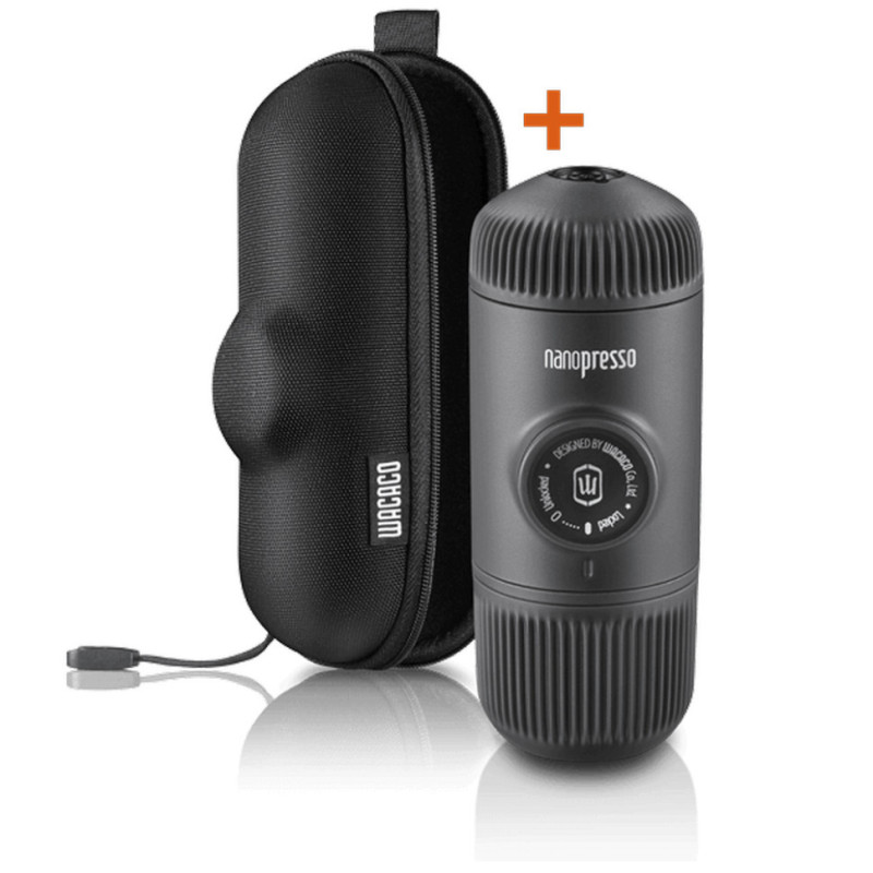 Портативна кавоварка Wacaco Nanopresso сірий колір тиск 18 бар об'єм 80 мл з чохлом для еспресо