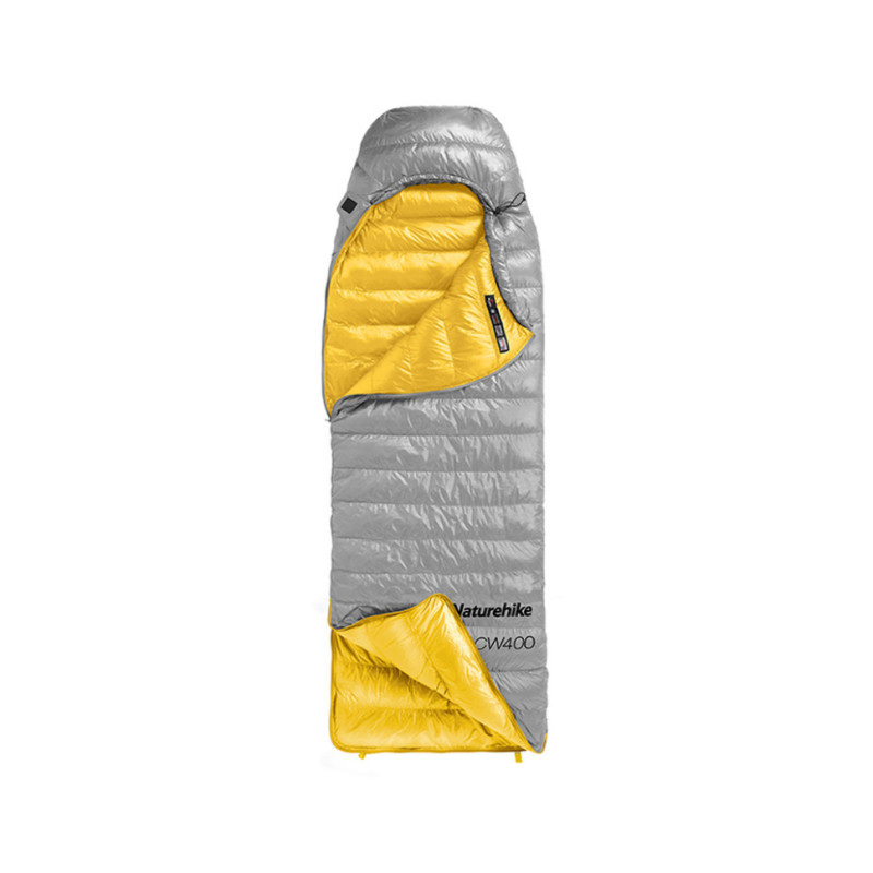 Спальний мішок Naturehike CW400 NH18C400-D розмір L жовто-сірий утеплювач 650FP вага 885 г нейлон 20D
