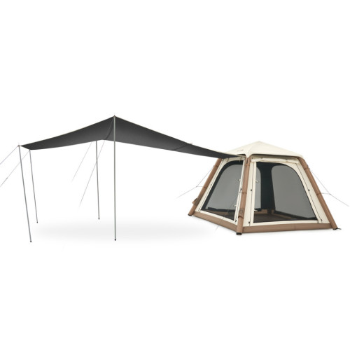 Намет автоматичний надувний Naturehike Ango CNK2550WS017 чотиримісний 240 х 240 х 180 см коричневий з тентом