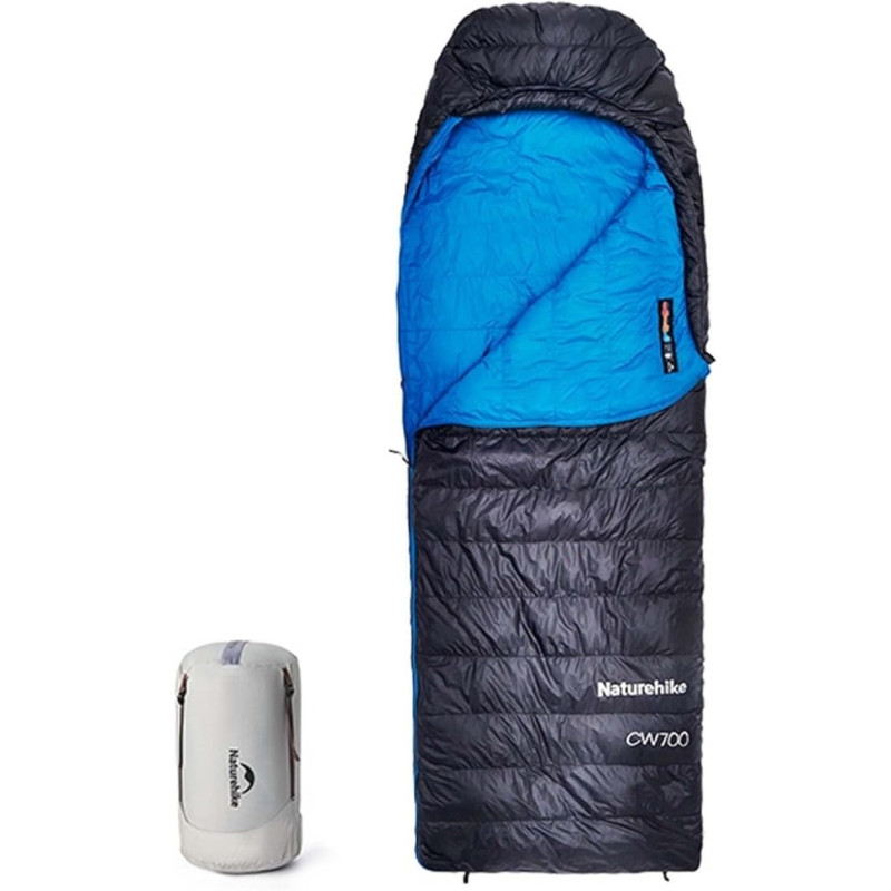 Спальний мішок Naturehike CW700 M чорний-синій утеплювач 700 г/м² водовідштовхувальний нейлон 20D