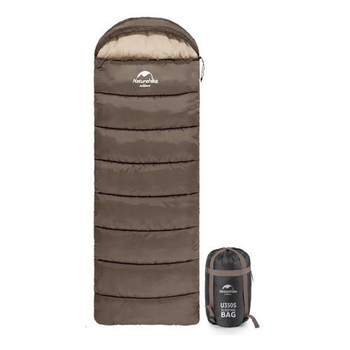 Спальний мішок Naturehike U350S NH20MSD07 -3°C правий коричневий вага 1700 г водонепроникний компактний