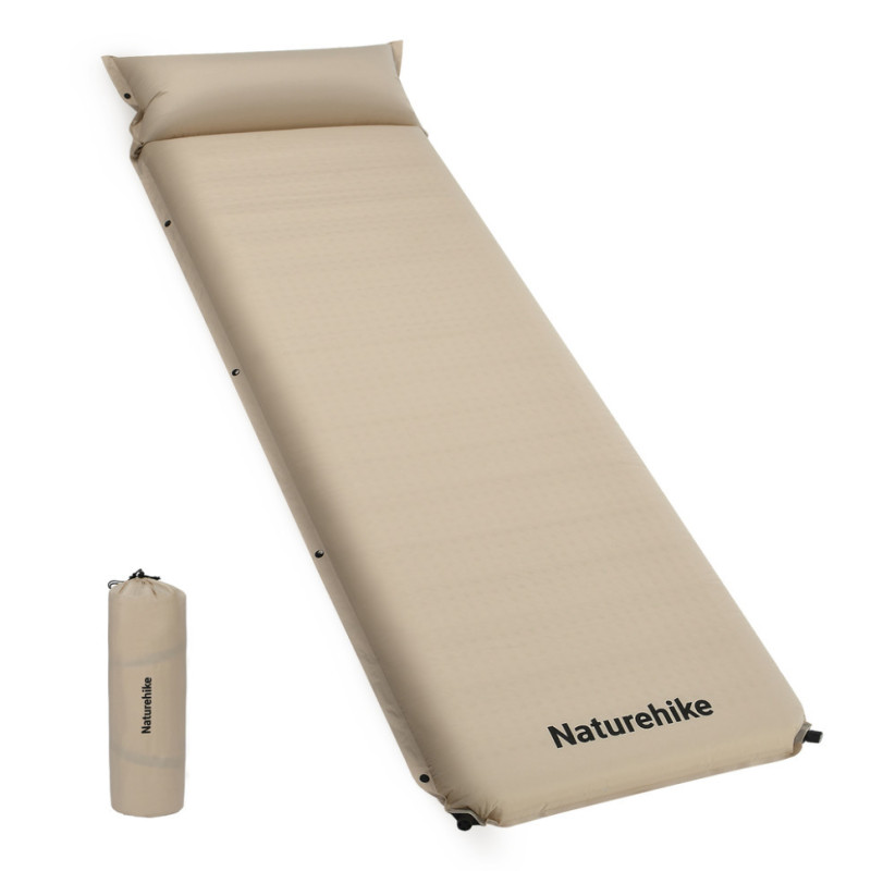 Самонадувний килимок Naturehike CNK2450WS020 бежевий з подушкою 200 х 63 х 10 см вага 2.3 кг ортопедичний