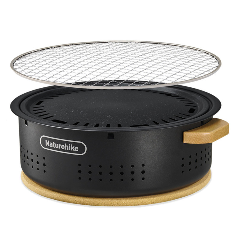 Кемпінгова пічка Naturehike CNK2550CF010 кругла 36 х 32.6 х 12 см хромоване залізо гриль-решітка