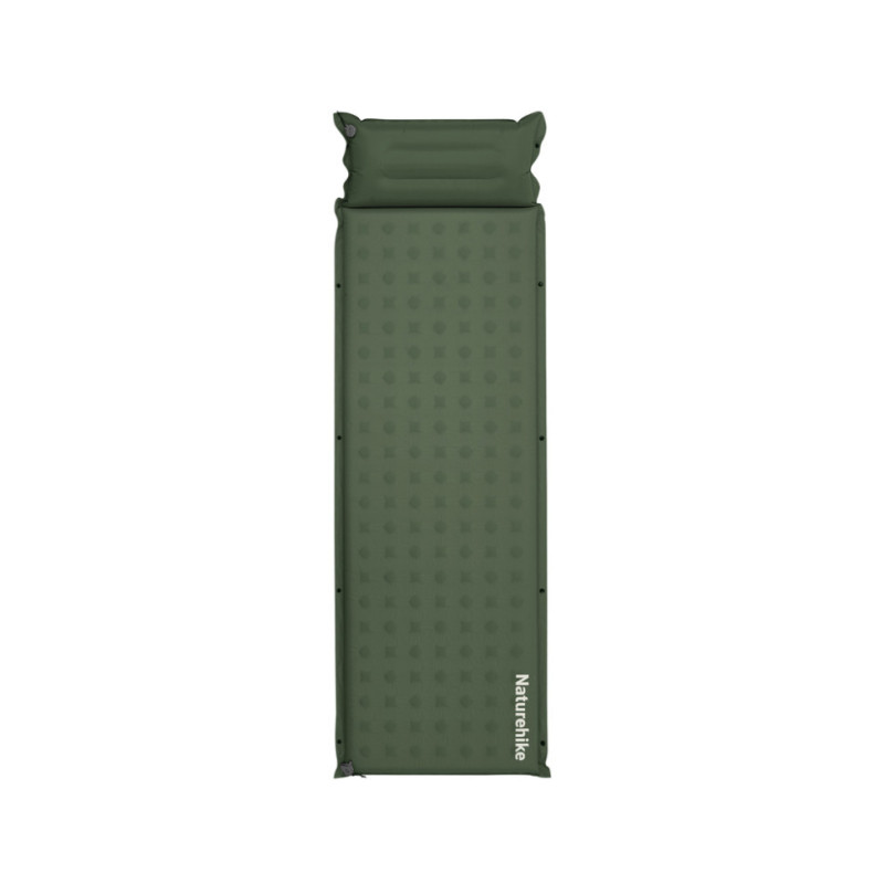 Надувний килимок з подушкою Naturehike CNK2550WS025 60 мм зелений 200 х 65 см вагою 1.7 кг для комфортного відпочинку