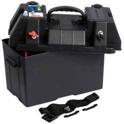 Ящик акумуляторний Osculati Power Centre Deluxe 105 А/г поліпропілен чорний з USB та індикатором для човна Ящик акумуляторний Osculati Power Centre Deluxe 105 А/г поліпропілен чорний з USB та індикатором для човна
