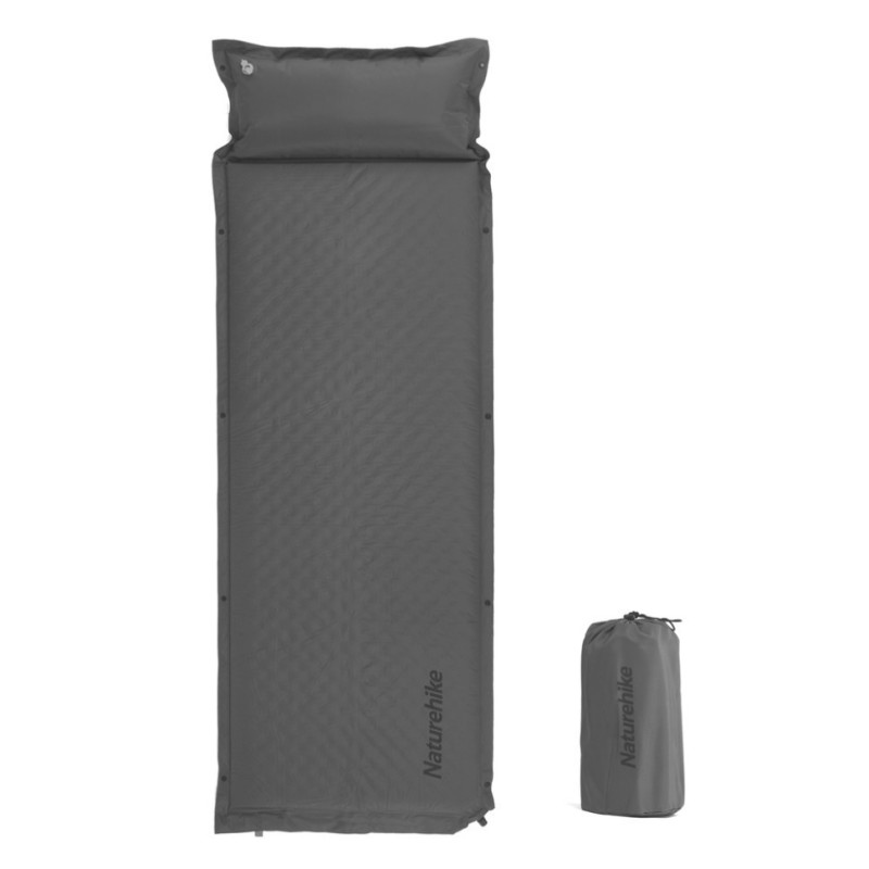 Одномісний самонадувний килимок Naturehike CNK2300DZ014 60мм графіт 192 х 65 х 6 см 1.7 кг з подушкою