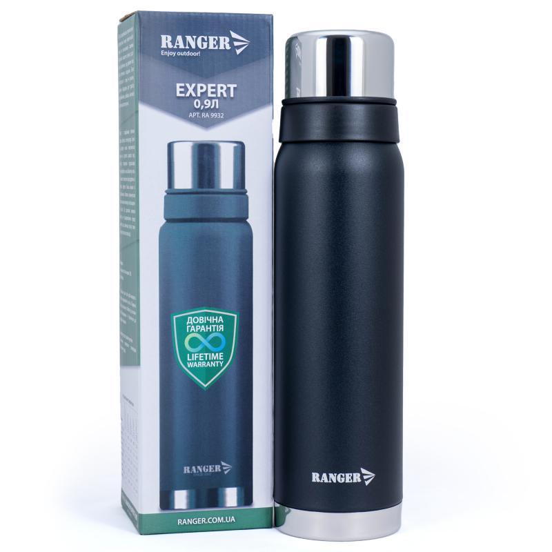 Термос Ranger Expert 0.9 L Black нержавіюча сталь подвійні стінки вага 480 г