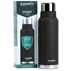 Термос Ranger Expert 1.2 L чорний из нержавеющей стали 590 г с двойними стенками и пробкой для зручного наливания Термос Ranger Expert 1.2 L чорний из нержавеющей стали 590 г с двойними стенками и пробкой для зручного наливания