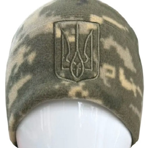 Шапка флісова Ranger піксель 58-61 250 грм2 з гербом України морозостійка анатомічний крій