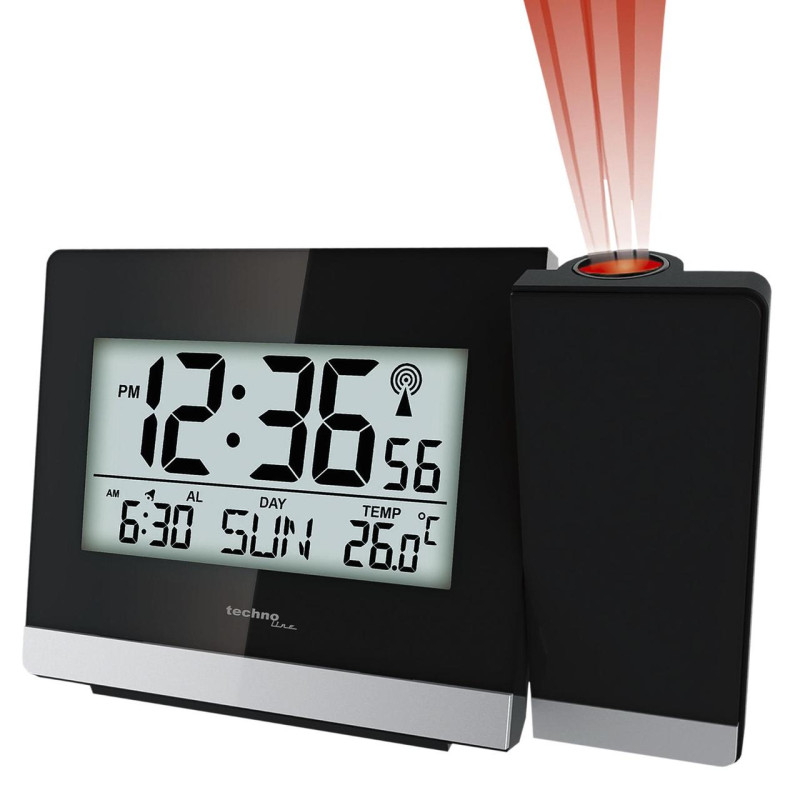 Проекційний годинник Technoline WT536 Black електронний будильник термометр з LED підсвічуванням 12/24 години