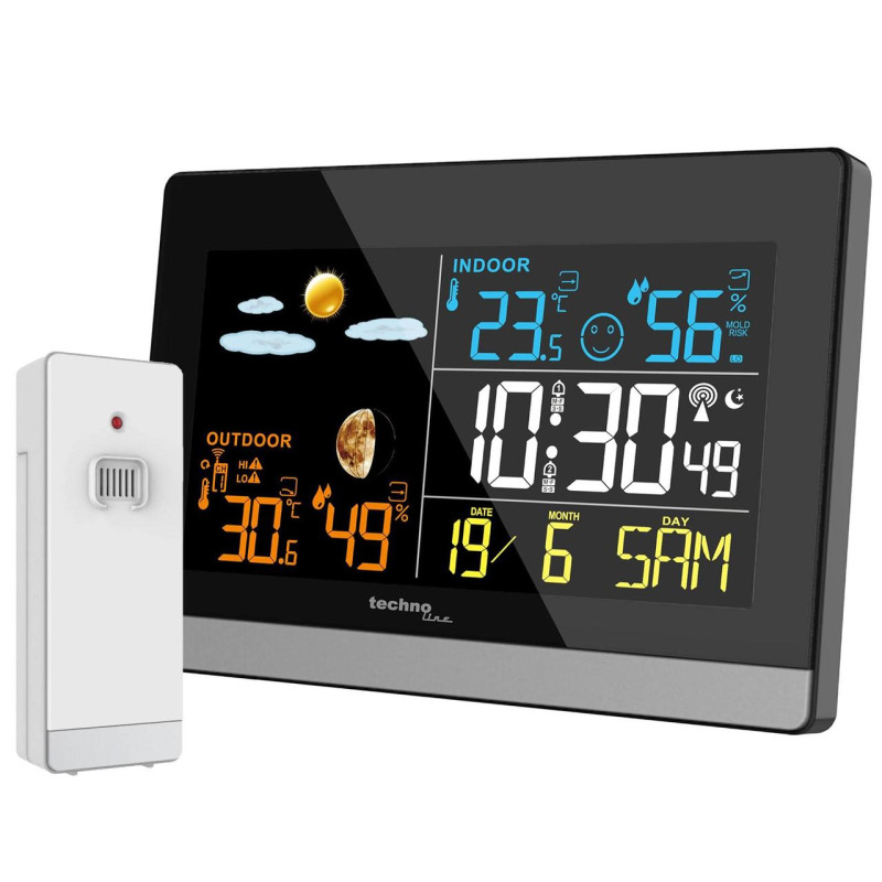 Метеостанція Technoline WS6455 Black/Silver кольоровий дисплей радіоконтроль часу підсвічування