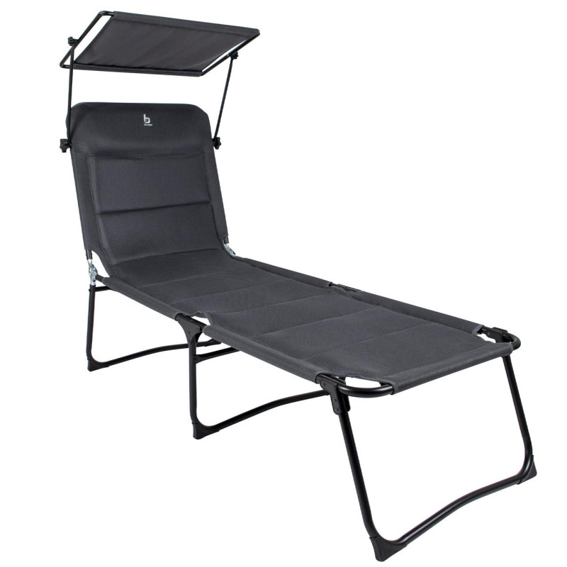 Ліжко розкладне Bo-Camp Sun Lounger 5-позиційний регульований сірий алюмінієвий каркас навантаження 120 кг