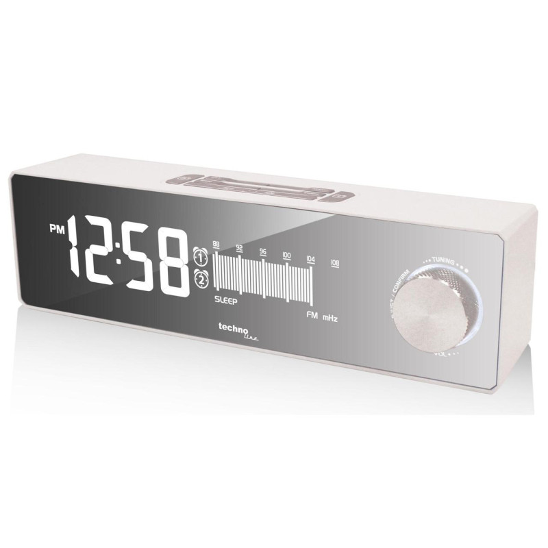 Годинник настільний Technoline WT483 білий/срібний цифровий FM-радіоприймач з USB-виходом 20 станцій
