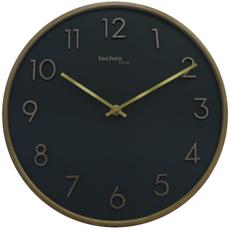 Годинник настінний Technoline WT2430 Dark Green діаметр 280 мм кварцовий механізм безшумний дерев'яний корпус