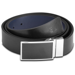 Ремінь чоловічий шкіряний Semi Line Black/Blue P8234-0 S двосторонній 3.3 см для талії 83-92 см