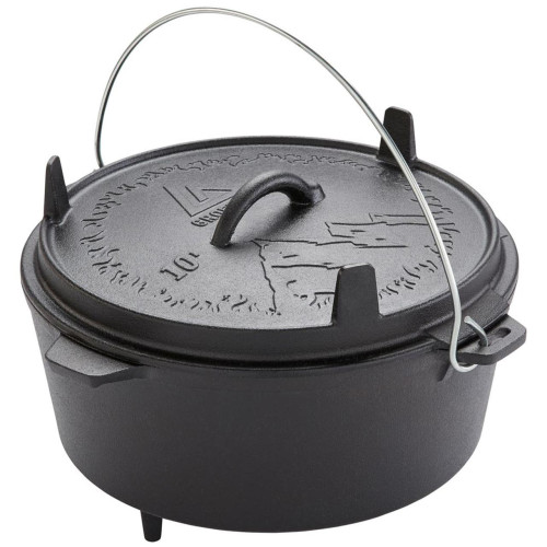 Казан Groenberg Askja Pot 33 cm 10 L Black чавун для приготування їжі на вогні і в духовці з кришкою та ручкою