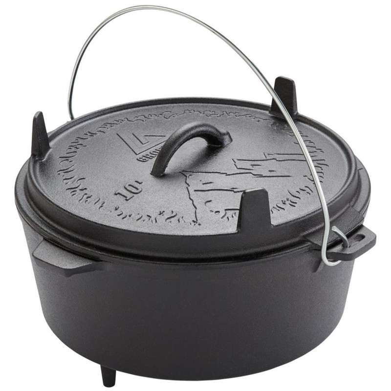 Казан Groenberg Askja Pot 33 cm 10 L Black чавун для приготування їжі на вогні і в духовці з кришкою та ручкою