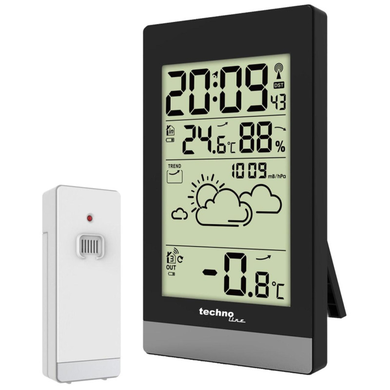 Метеостанція Technoline WS9132 Black з бездротовим датчиком прогноз погоди на 12-24 години вимірювання температури та вологості