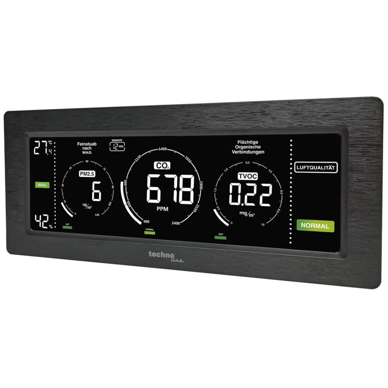 Метеостанція Technoline WL1035 Black моніторинг CO2 PM2.5 TVOC температура вологість 0-50°C 20-95%