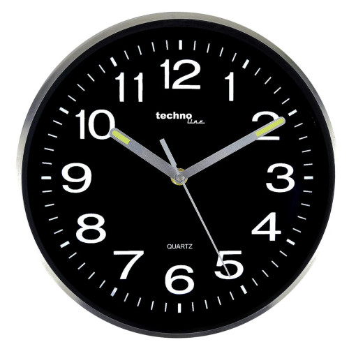 Годинник настінний Technoline WT7620 Black/Silver кварцовий безшумний механізм діаметр 240 мм світлонакопичувач