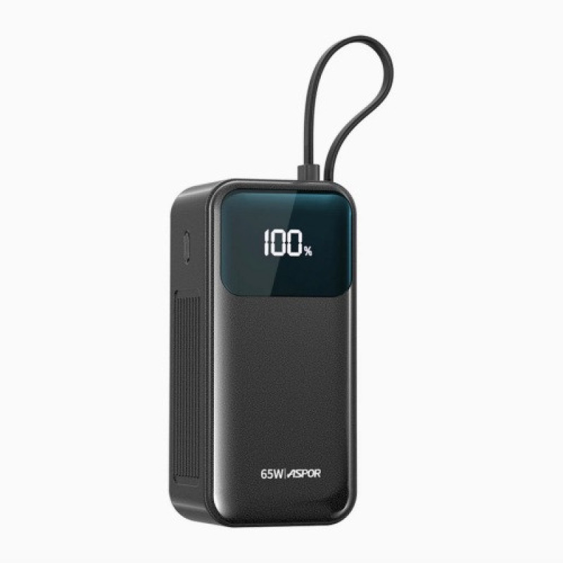 Power Bank Aspor A362 20000mAh 65W для ноутбука з LCD-дисплеєм швидка зарядка 2USB-C/USB