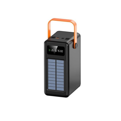 Повербанк Big Box 120000mAh чорний з швидкою зарядкою 4USB/Type-C/Micro/Lightning та сонячною панеллю