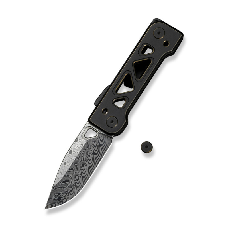 Ніж складаний Weknife Tyro WE24001-DS1 клинок 73.8 мм титан 6AL4V вага 108.8 г дамаська сталь