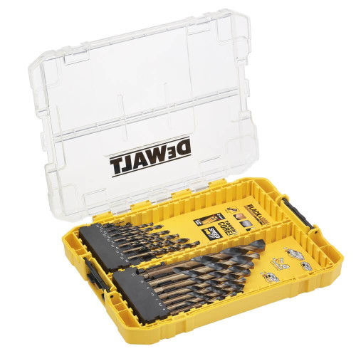 Набір свердел по металу DeWALT DT70755 21 шт HSS-G фрезерований хвостовик 3 фаски BLACK&GOLD