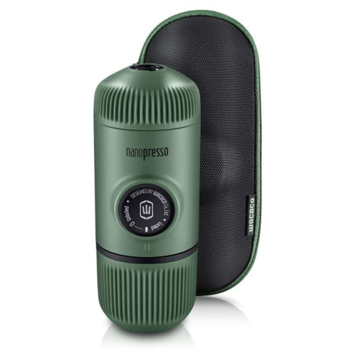 Портативна еспресо-кавоварка Wacaco Nanopresso зелена механічна тиск 18 барів об'єм води 80 мл з чохлом
