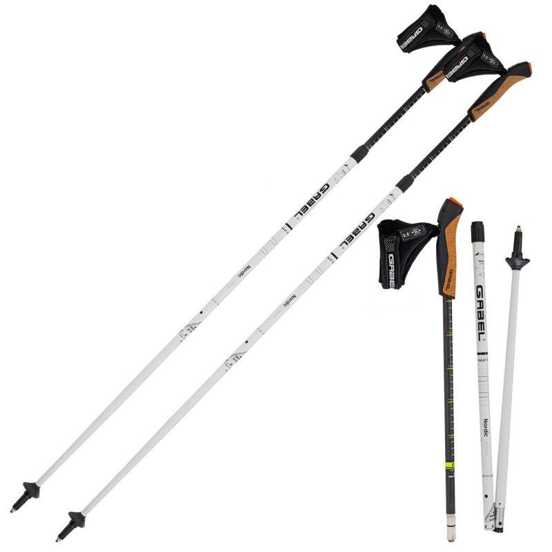 Палиці для скандинавської ходьби Gabel Nordic Revo Alu Carbon легкі телескопічні 220 г 3 секції діаметр 14/16 мм