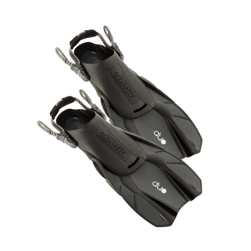 Ласти Ocean Reef Duo Fins grey S/M резина откритая пятка сменний неопреновій ремешок для дайвинга