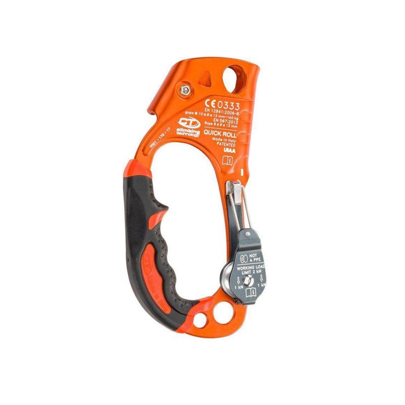 Зажим Climbing Technology Quick Roll Ascender W/Pulley Right вес 255 г алюминий диаметр веревки 8-13 мм сертифікати CE 0333 EN 56