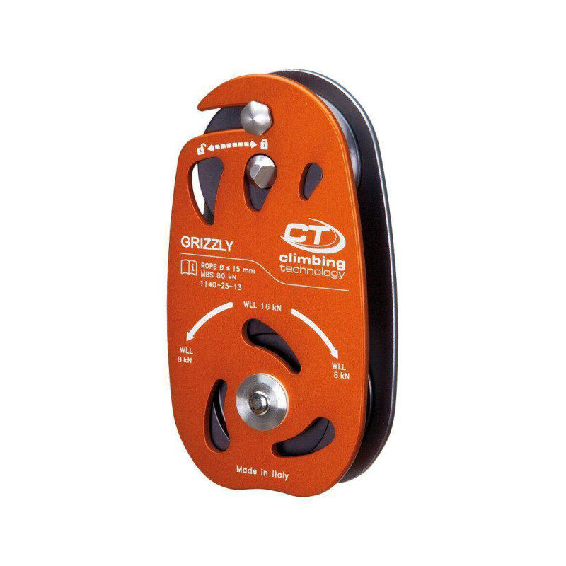 Блок Climbing Technology Grizzly максимальная разрушающая нагрузка 80 kN рабочая нагрузка 16 kN диаметр веревки 15 мм