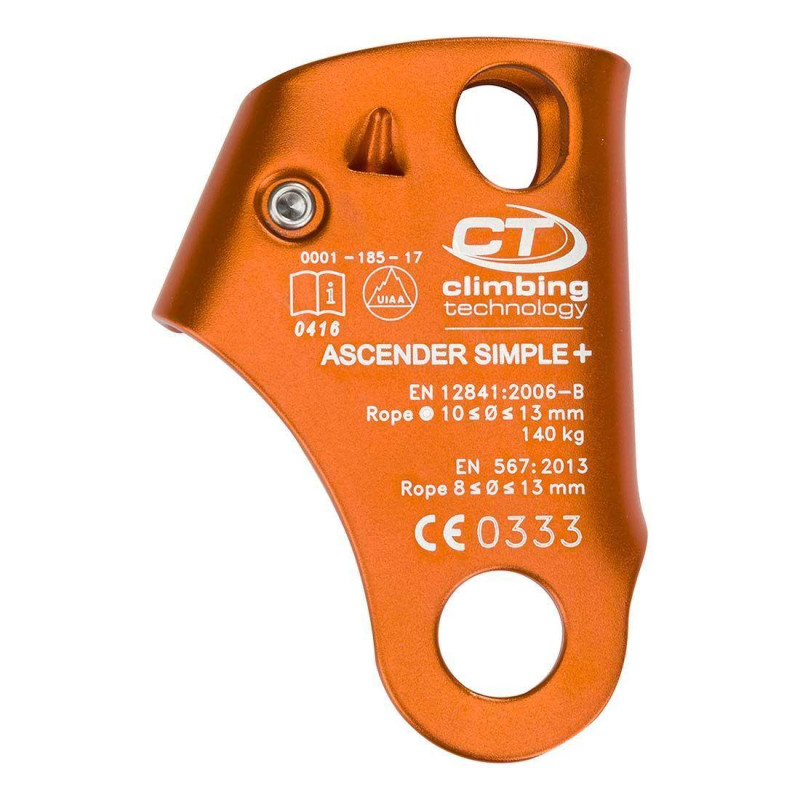 Затискач Climbing Technology Ascender Simple+ алюмінієвий для мотузки 8-13 мм робоче навантаження 140 кг вага 150 г