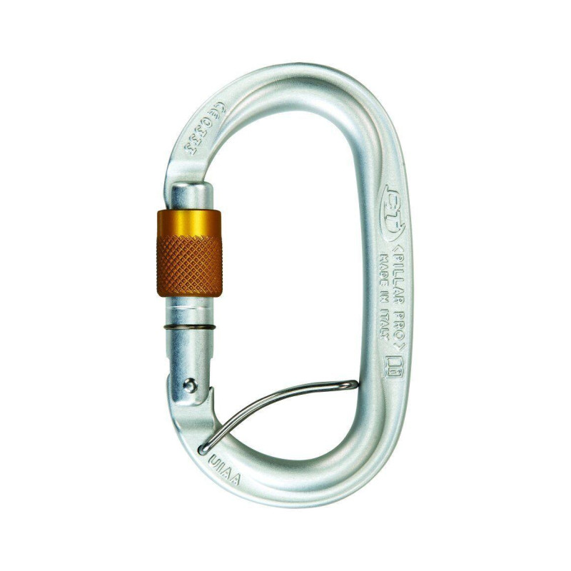 Карабін Climbing Technology Pillar Pro SGL Silver вага 71 г розривне навантаження 25 кН гвинтова муфта ACL