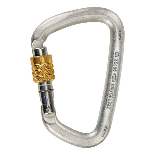 Карабін Climbing Technology Large Steel SG 253 г асиметричний D-подібний 30 kN з гвинтовою муфтою