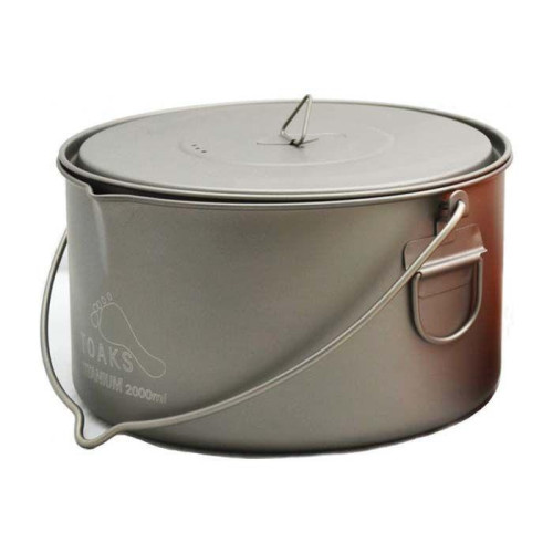 Козанок TOAKS Titanium 2000ml Pot з ручкою 258 г, діаметр 170 мм ідеальний для приготування їжі на природі.