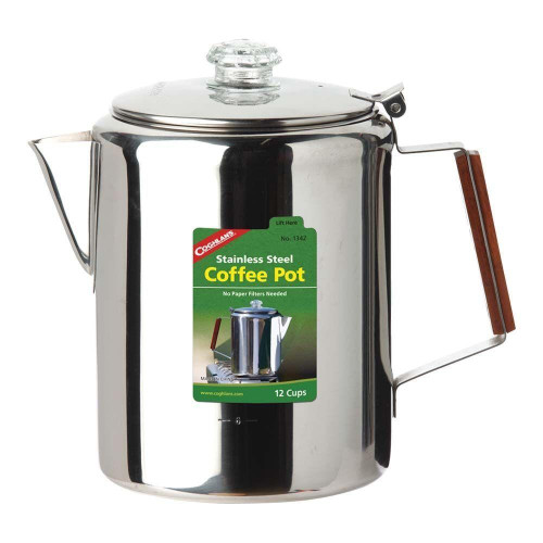 Кавоварка Coghlans Stainless Steel Coffee Pot 12 Cup нержавеющая сталь 18/8 с прозрачной кришкою и деревянной ручкой
