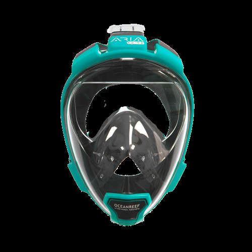 Маска Ocean Reef Aria QR+ Full Face teal L/XL не пітніє дихання носом комфортне прилягання можливість підключення Go Pro