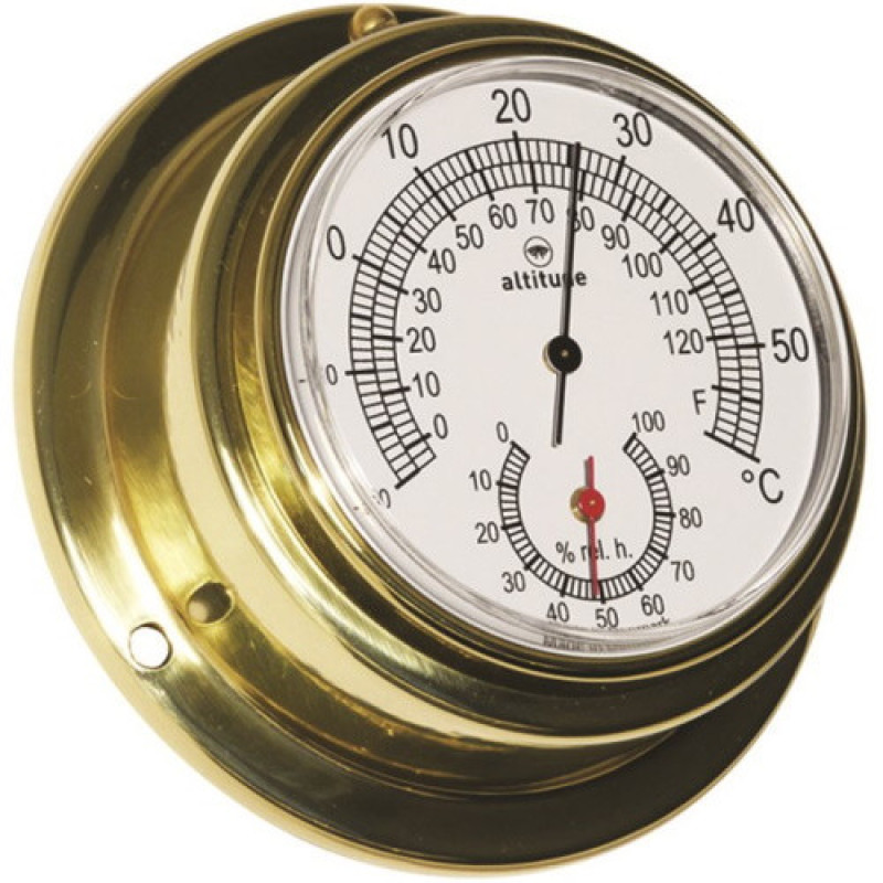 Термометр/гігрометр Altitude 64 мм латунь Delite точність ±1°C діапазон -20°C до +60°C для дому та офісу