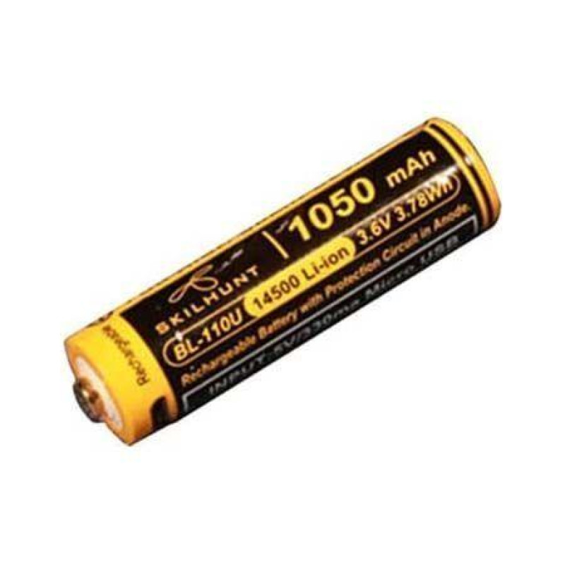 Аккумулятор Skilhunt BL-110U 14500 1050mAh MicroUSB 3.6В легкий 20г компактні розміри ø14.6x50.6мм