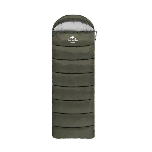 Спальник Naturehike U250S NH20MSD07 0°C правій темно-зелений легкий 1.5 кг розміри 190+30 х 75 см